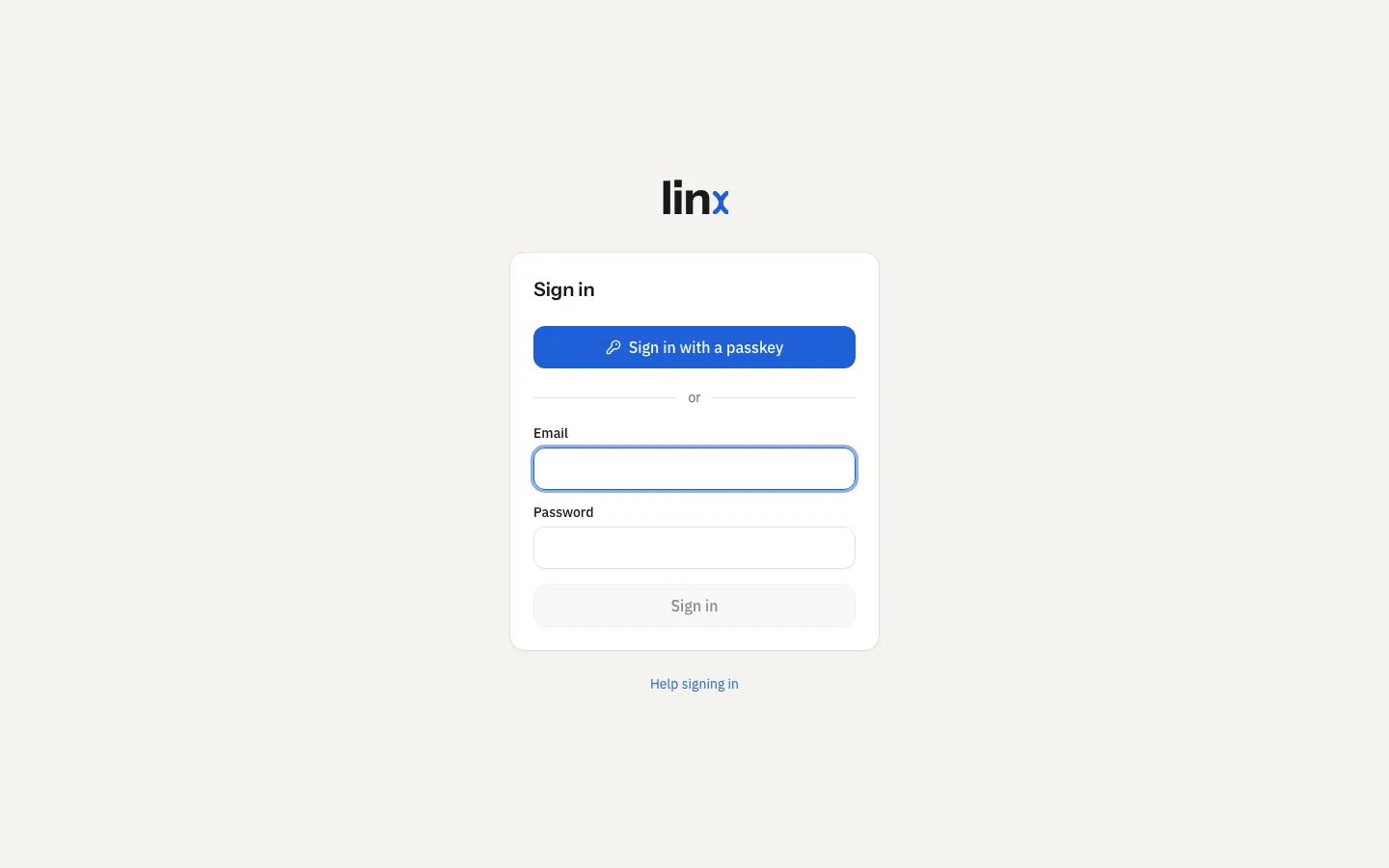 The sign-in page